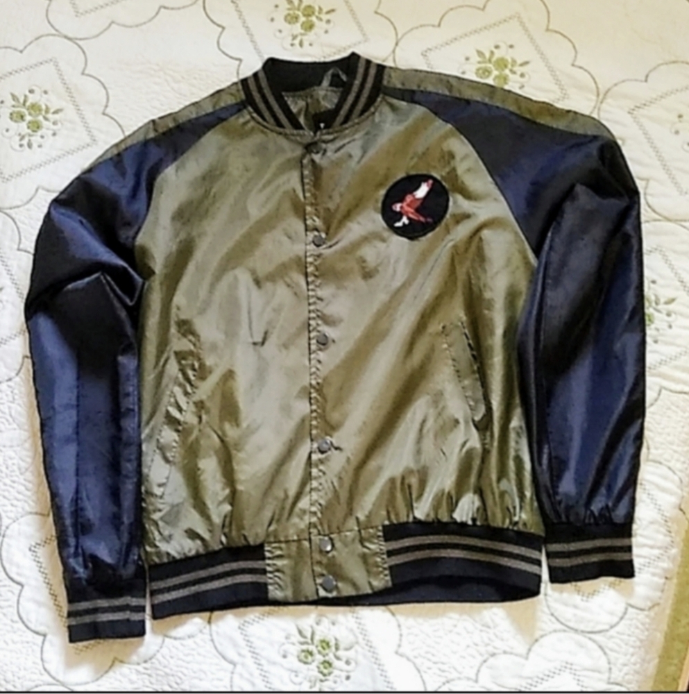 BROOKLIN STANDAR Stylish Olive and Navy Men's Bomber Jacket